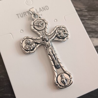 925 Sterling Silver 3D Christian Jesus Christ Cross Catholic Crucifix ...