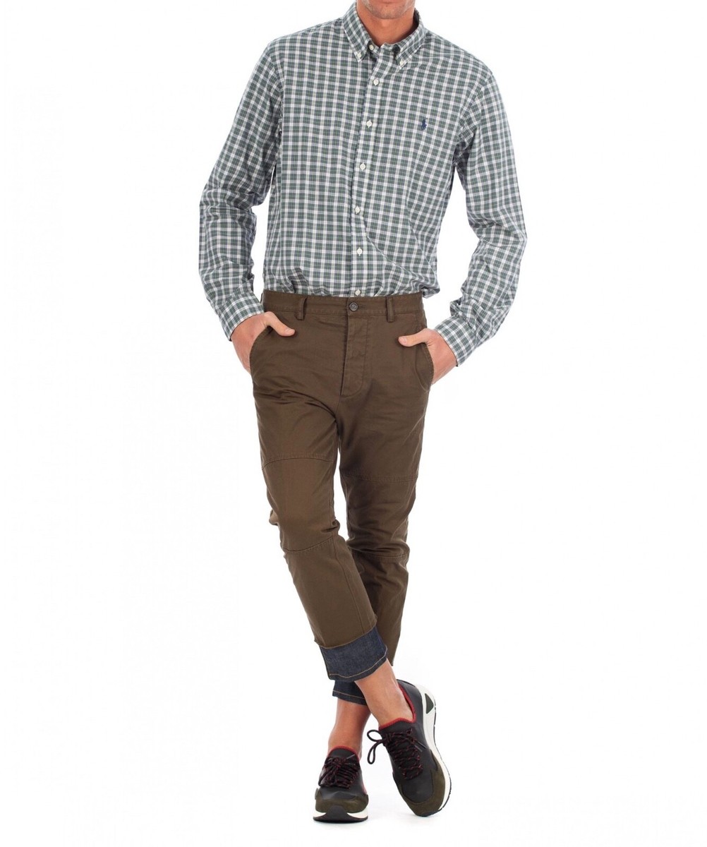 NEW AUTHENTIC DSQUARED2 PANTS WITH DENIM DETAIL KHAKI M NEW AUTHENTIC DSQUARED2 PANTS WITH DENIM DETAIL KHAKI M