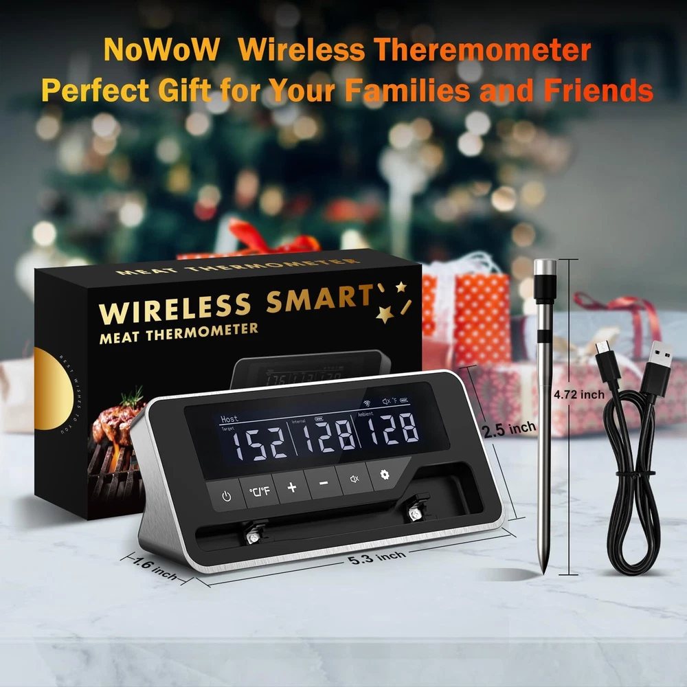 Meat Thermometer Wireless, 800FT Bluetooth Digital Thermometer with Smart APP...