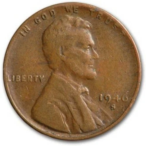 1946 S Lincoln Cent Good (G) to Very Good (VG) Circulated Condition Copper Penny