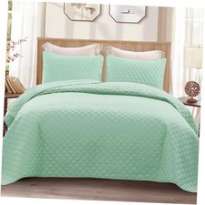 Reversible Size Quilt Bedding Set with Pillow California King Light Green