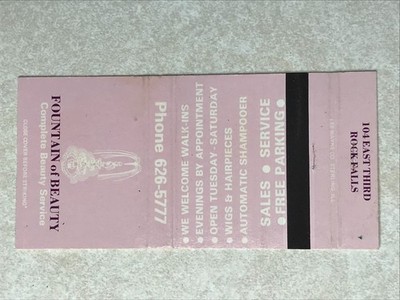 BA68 Matchbook Cover Fountain of Beauty Company Rock Falls Illinois IL