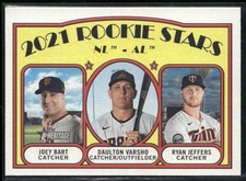 2021 Topps Heritage #49 Rookie Stars Joey Bart/Daulton Varsho/Ryan Jeffers RC