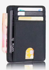 Genuine Leather Slim Card Holder Minimalist Wallets For Men  Women RFID