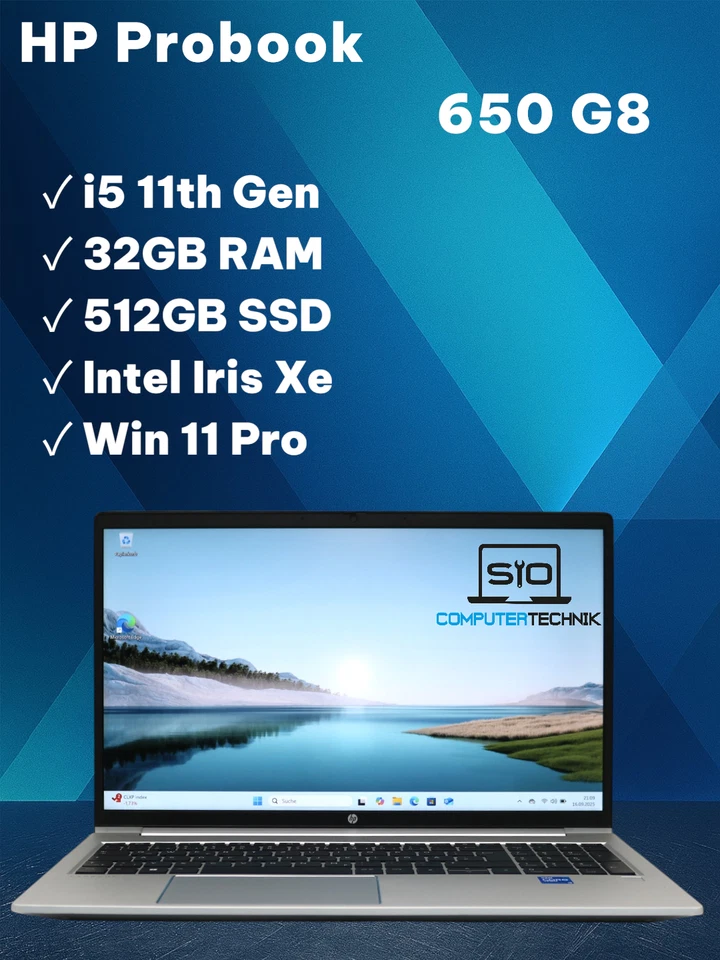 HP Probook 650 G8 i5-1145G7 32GB RAM 512GB SSD Intel Iris 15,6" FullHD Backlight