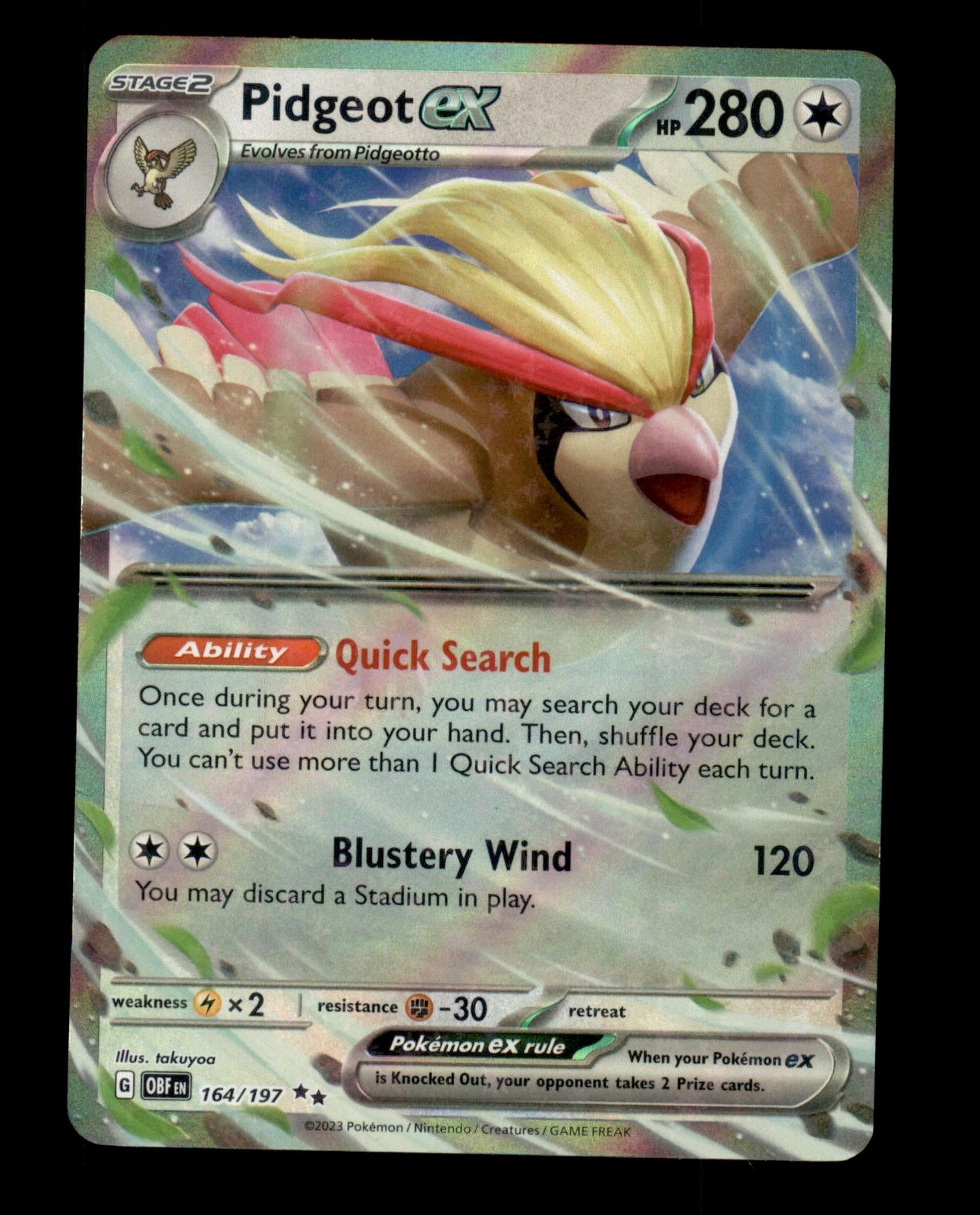 Pidgeot ex 164/197 Holo - Pokemon SV03: Obsidian Flames