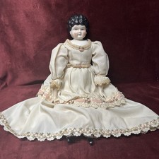 Antique German China Head Doll   Blush Cheeks, Blue Eyes, 17  
