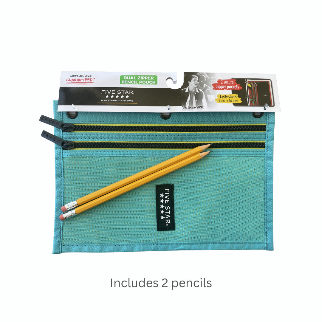 Pouch Light Blue Binder Hoops School Organizer