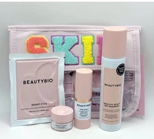 BeautyBio Simply the Best Set Travel Size Skincare & Haircare Favorites + Bag