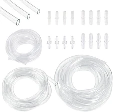 16Pcs Hose Barb Fitting Assortment with 28.44ft Clear PVC White/Transparent 