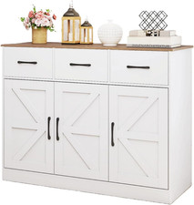 Credenza Da Cucina Con Ripiano Regolabile, Mobiletto Multiuso Con Ante E 3 Casse