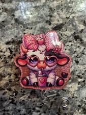 Retractable Badge Reel ID Holder - Chic  Jazzy Highland Cow - Adorable