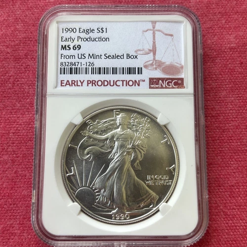 🇺🇸1990 Silver Eagle-Early Production-NGC MS69-Struck In 89’🦅
