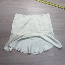 Chic vintage preppy Ralph Lauren Blue Label Silk Flounce Mini Skirt in ivory