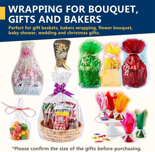 16"x100' Yellow Cellophane Wrap Roll 3 Mil Thick for Gift Basket Goodie Wrapping - Picture 5 of 7