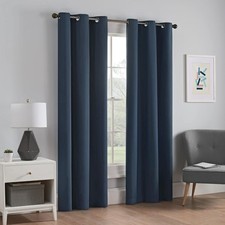 Luxurious Navy Microfiber Blackout Curtain 42"x63" - Total Privacy Grommet Panel
