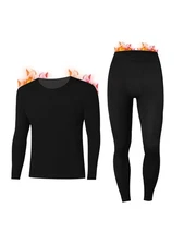Men Thermal Underwear Set Long Johns Fleece Lined Base Layer for Cold Weather