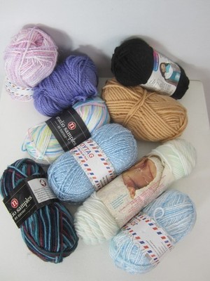 Lot Assorted Yarn Different Weights Colors Content Worsted DK Baby Blue Pink