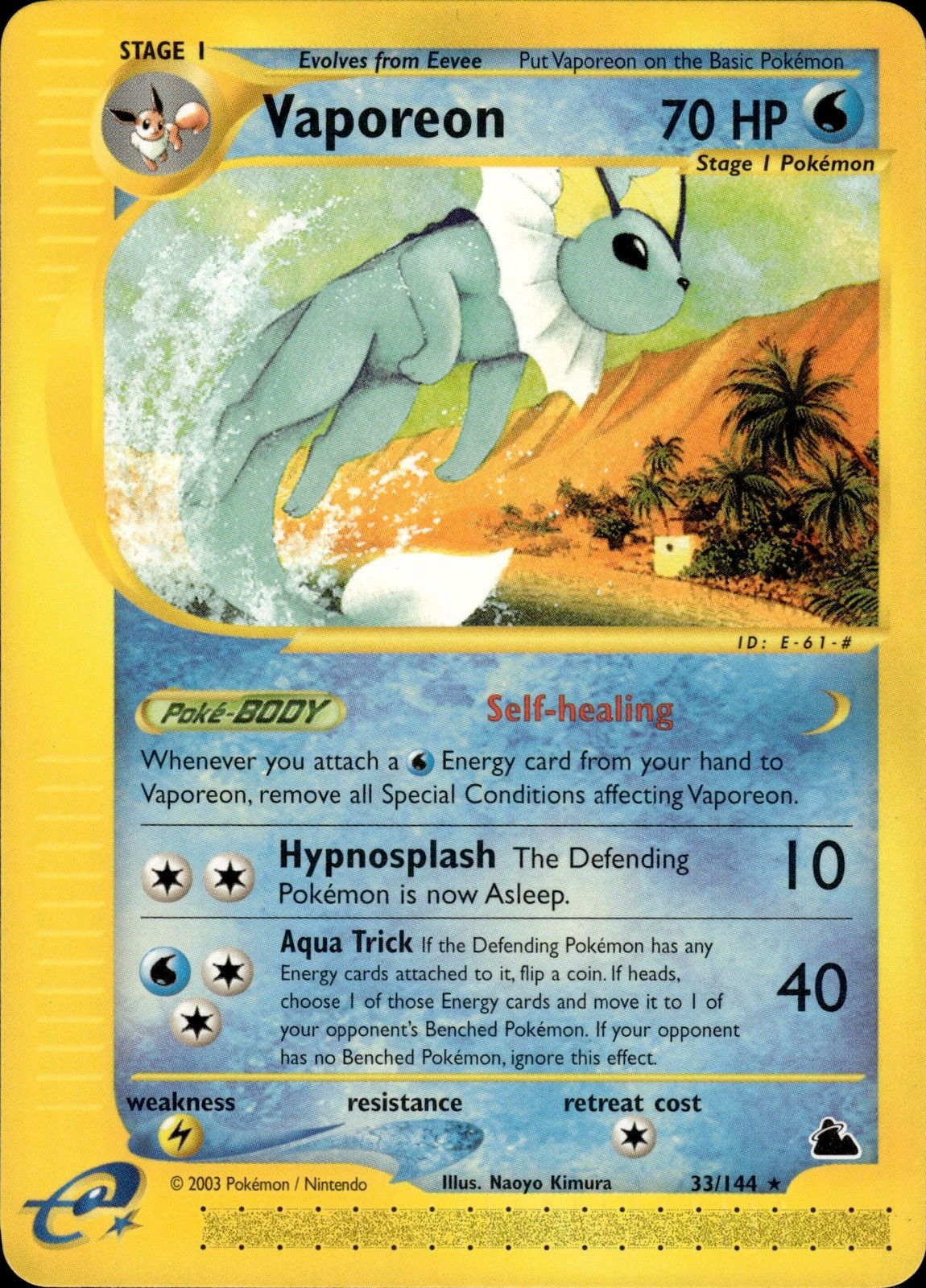 Vaporeon 33/144 Rare Skyridge Pokemon NM