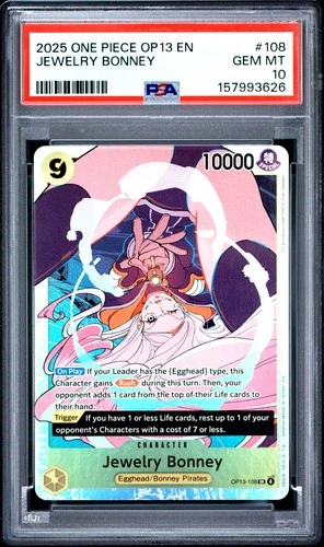 2025 ONE PIECE OP13-CARRYING ON HIS WILL #108 JEWELRY BONNEY PSA 10