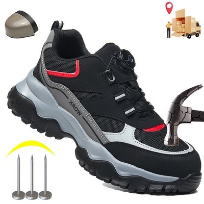 New Rotating Button Safety Shoes Men Steel Toe Sneaker Puncture Proof Work Shoes