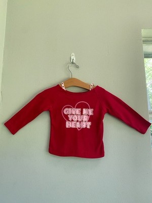 NEW Valentine's Day Give Me Your Heart Girls Baby 12M Cotton T-Shirt Red
