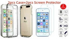 For iPod Touch 5/6/7th Gen TPU Transparent Back Cover 2X Tempered Glass Screen