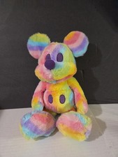 RARE Disney Parks Rainbow Pastel Tie Dye Mickey Mouse Plush Pride