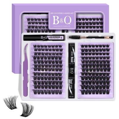 B&Qaugen Lash Extension Kit 192 PCS Eyelash Extension Kit D Curl Lash Cluster...
