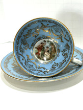 Bremer Schmidt demitasse Bremer & Schmidt Cobalt Blue & Gold Cameo Demitasse Cup & Saucer — listing 2