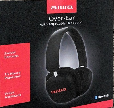 Aiwa Bluetooth Over-Ear Wireless Headphones w/ Adjustable Headband, 15H Playtime