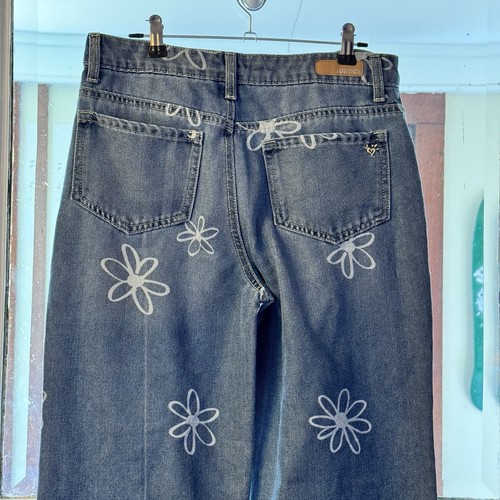 Justice Jeans Wide Leg Floral Size 18 SLIM - Girls Kids Junior Pants Flowers - Picture 9 of 10
