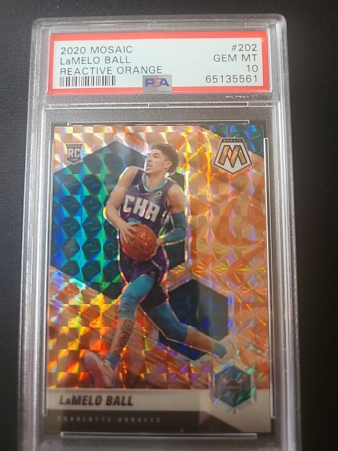 2020-21 Panini Mosaic #202 Lamelo Ball Reactive Orange Rookie RC PSA 10 GEM MINT