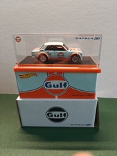 Hot Wheels Datsun 510 Gulf Oil Livery Diecast Car Light Blue Orange With Case