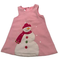 Bonnie Jean Size 3T Pink Fleece Snowman Jumper Pink/Green Buttons