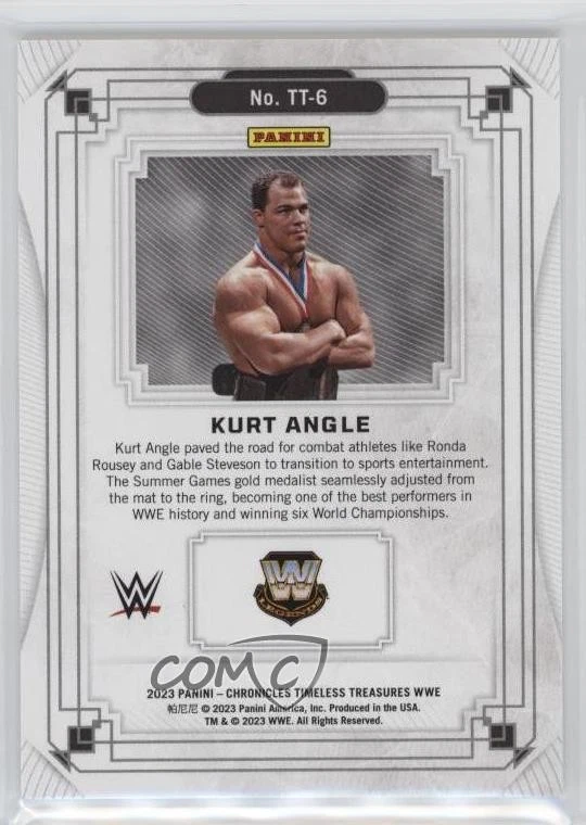 2023 Panini Chronicles WWE Timeless Treasures /99 Kurt Angle #TT-6 HOF - Image 2 of 2