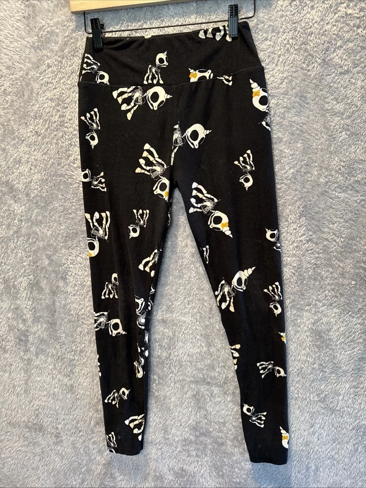 LuLaRoe OS STRETCH NEGRO Leggings Gótico Unicornio Esqueleto Pantalones Talla Única Foto 3 de 4