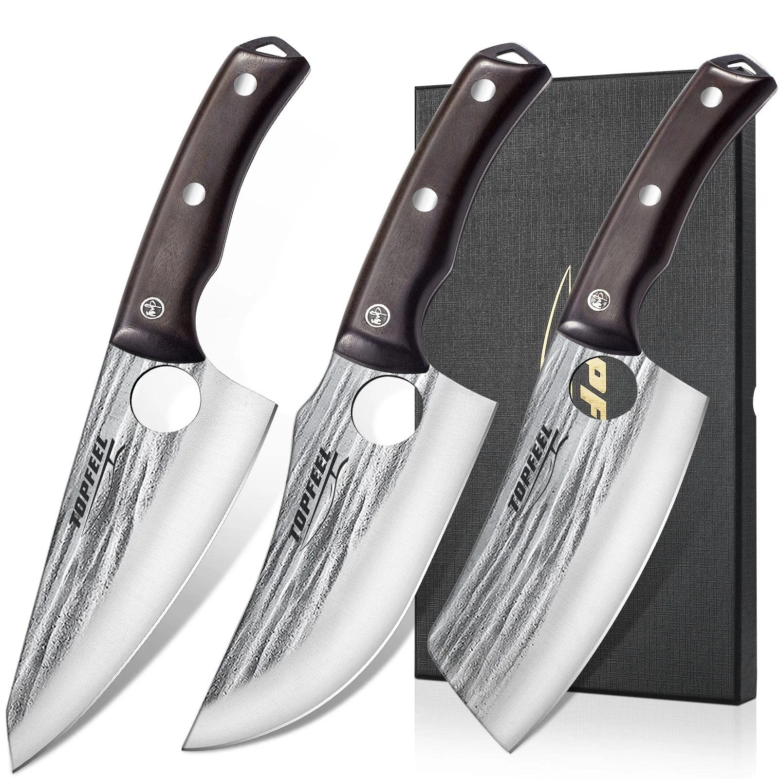 3PCS Butcher Set Hand Forged chef Boning , High Carbon Steel Meat Cutting for...