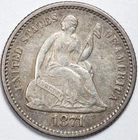 1871 Seated Liberty Silver Half Dime Extremely Fine (XF)