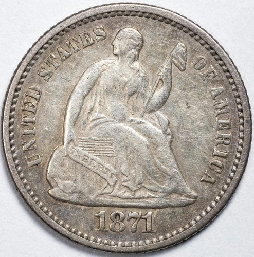 1871 Seated Liberty Silver Half Dime Extremely Fine (XF)