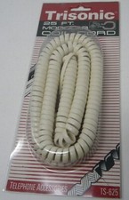 Trisonic 25ft Modular Telephone Coil Cord Ivory