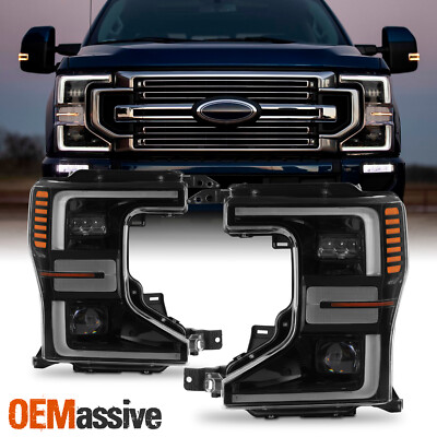 For 20-22 Ford F250 F350 F450 SuperDuty LED Black Headlight Pair w/Sport Package