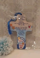 "Footprints In The Sand" Message Cross (Small) New