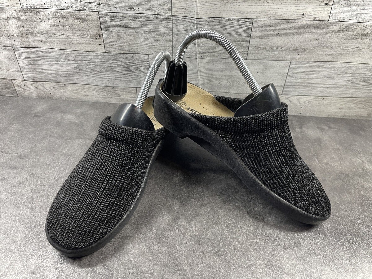 Arcopedico Mules Flats Women 5.5 M Shoes Black Mesh SlipOn 