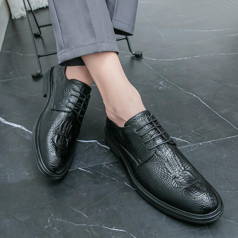 SAOLA Mocassino uomo motivo coccodrillo punta punta scarpe da sposa aziendali