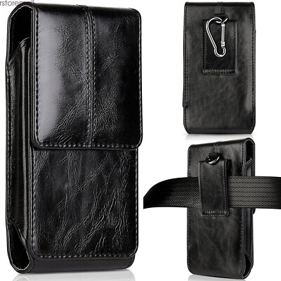 Horizontal Cell Phone Belt Holster Loop Bag PU Leather Pouch Wallet Case  Cover