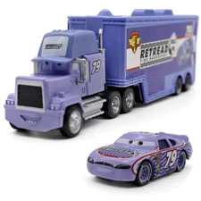 Disney Pixar Cars No.79 Retread Mack Hauler Truck + Mini Car 1:55 Diecast Toys