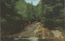Sliding Rock Looking Glass Creek Pisgah Nat Forest NC Chrome Vintage Post Card