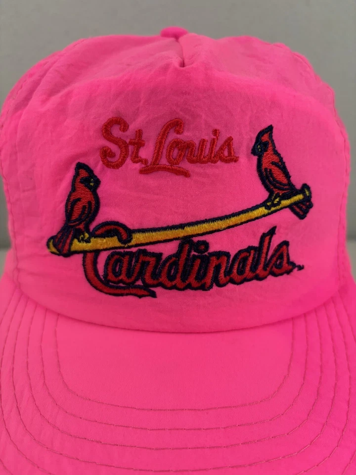 Vintage Pink Nylon St. Louis Cardinals MLB Snapback Baseball Hat - Image 2 of 4