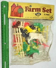 Vintage Tim Mee Toys Plastic Farm Set 35Pcs (has less), #5901, 1970s, USA made